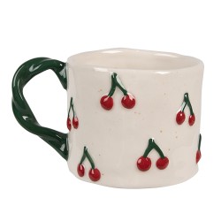 Clayre & Eef Mug 200 ml Beige Céramique Cerises