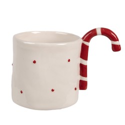 Clayre & Eef Mug 325 ml Beige Ceramic Candy Cane Christmas