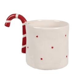 Clayre & Eef Mug 325 ml Beige Céramique Canne à sucre de Noël