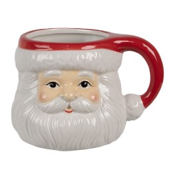 Clayre & Eef Tasse 400 ml Weiß Rot Keramik Weihnachtsmann