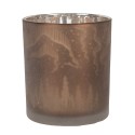 Clayre & Eef Tealight Holder Ø 7x8 cm Brown Glass