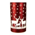 Clayre & Eef Tealight Holder with LED Ø 8x12 cm Red Glass Deer