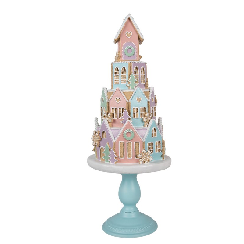 Clayre & Eef Maison en pain d'épices 59 cm Bleu Rose Plastique