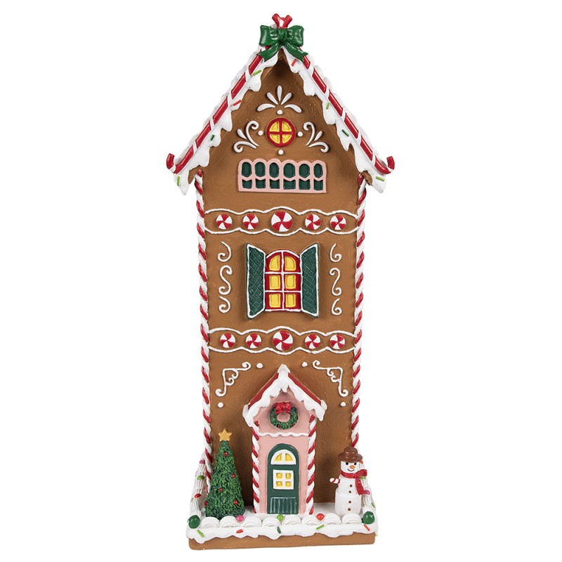 Clayre & Eef Gingerbread house 17x14x40 cm Bruin Kunststof