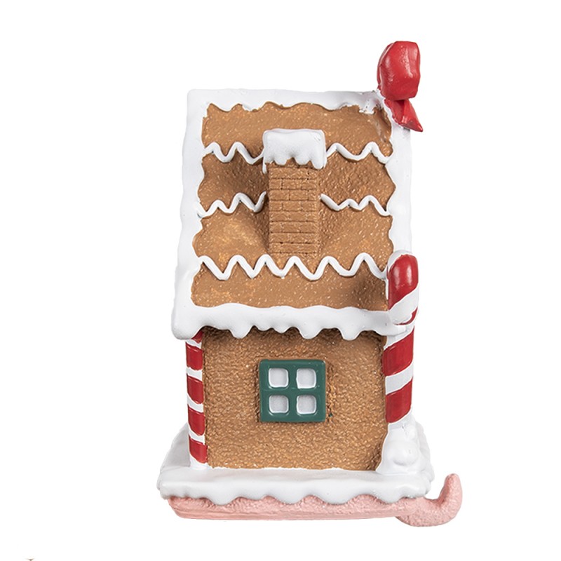 Clayre & Eef Crochet chaussette de Noël Maison en pain d'épices 13x11x18 cm Marron Plastique