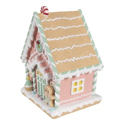 Clayre & Eef Gingerbread house 20x16x25 cm Pink Plastic