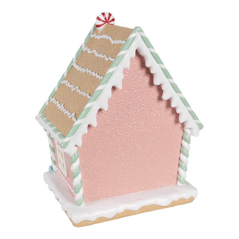 Clayre & Eef Gingerbread house 20x16x25 cm Roze Kunststof