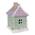 Clayre & Eef Gingerbread house 17x14x21 cm Groen Roze Kunststof