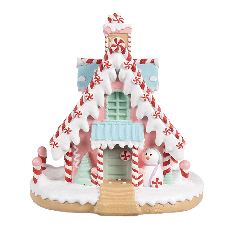 Clayre & Eef Gingerbread house 16x13x15 cm Roze Kunststof