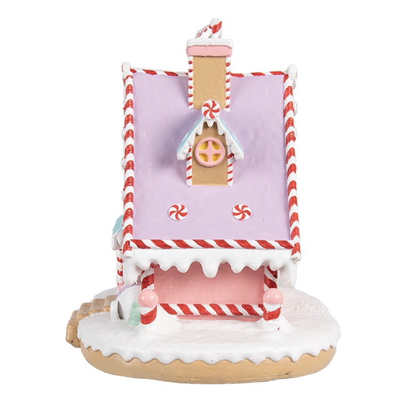 Clayre & Eef Gingerbread house 16x13x15 cm Roze Kunststof