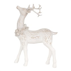 Clayre & Eef Figurine décorative Cerf 19 cm Blanc Plastique