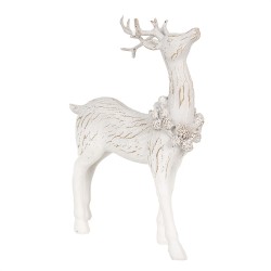 Clayre & Eef Statuetta decorativa Cervo 19 cm Bianco Plastica