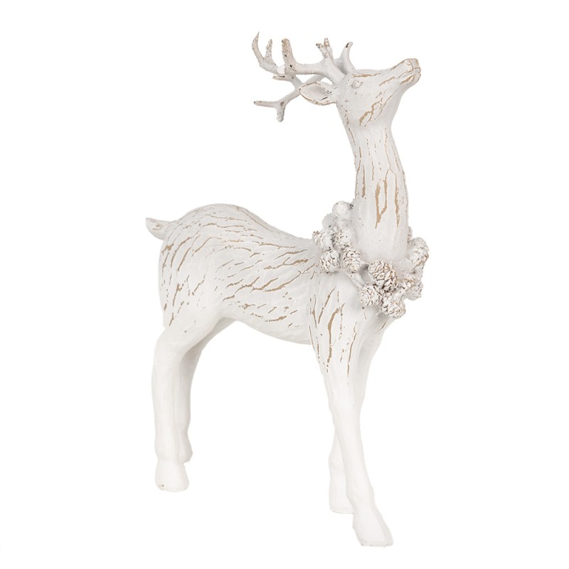 Clayre & Eef Figurine décorative Cerf 19 cm Blanc Plastique