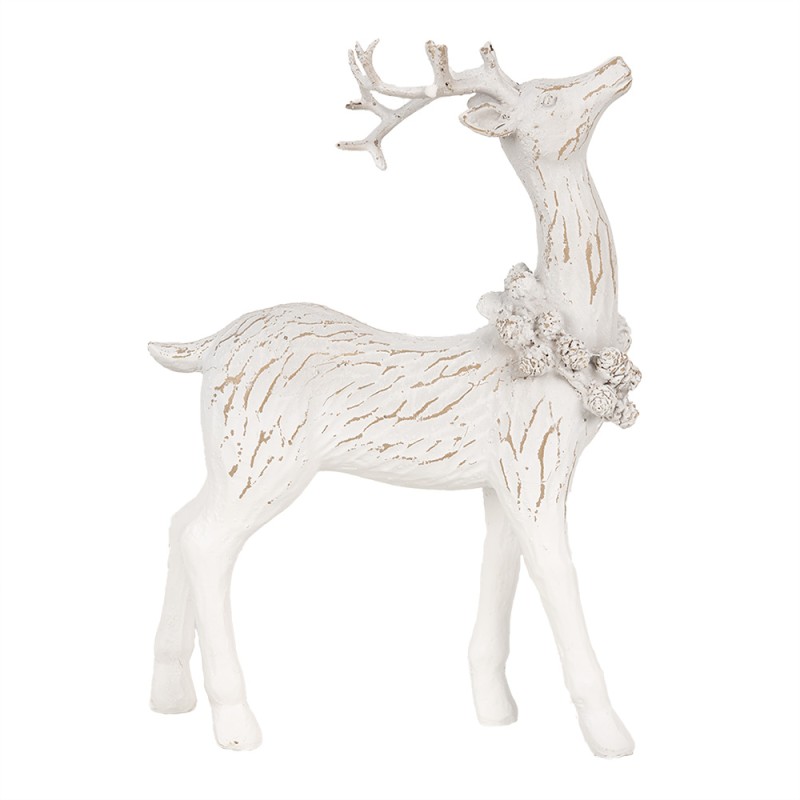 Clayre & Eef Figurine décorative Cerf 19 cm Blanc Plastique