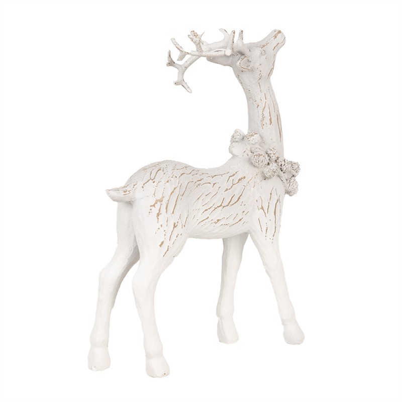 Clayre & Eef Figurine décorative Cerf 19 cm Blanc Plastique