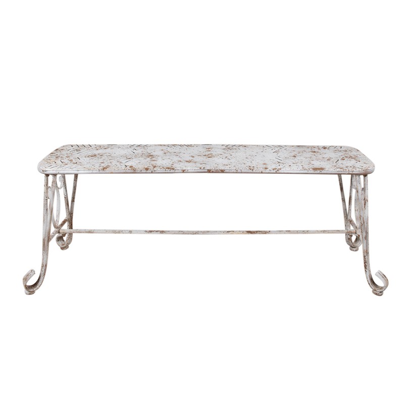 Clayre & Eef Banc de jardin 117x37x42 cm Blanc Marron Fer