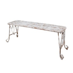 Clayre & Eef Banc de jardin 117x37x42 cm Blanc Marron Fer