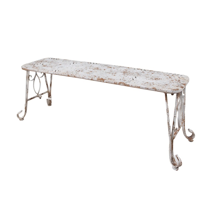 Clayre & Eef Garden Bench 117x37x42 cm White Brown Iron