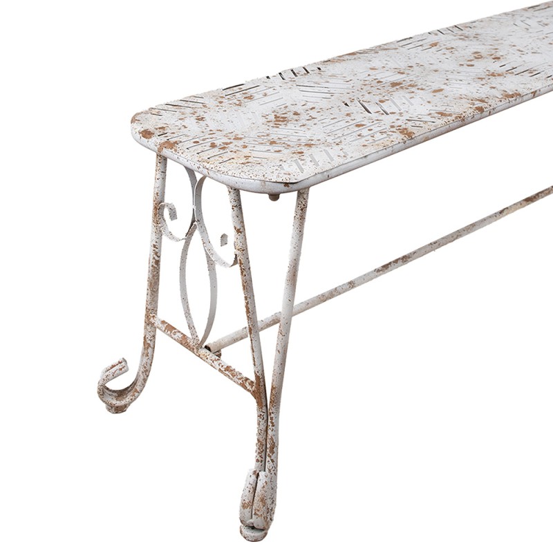 Clayre & Eef Garden Bench 117x37x42 cm White Brown Iron