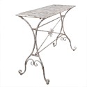 Clayre & Eef Table de jardin 112x50x86 cm Blanc Marron Fer Abeille