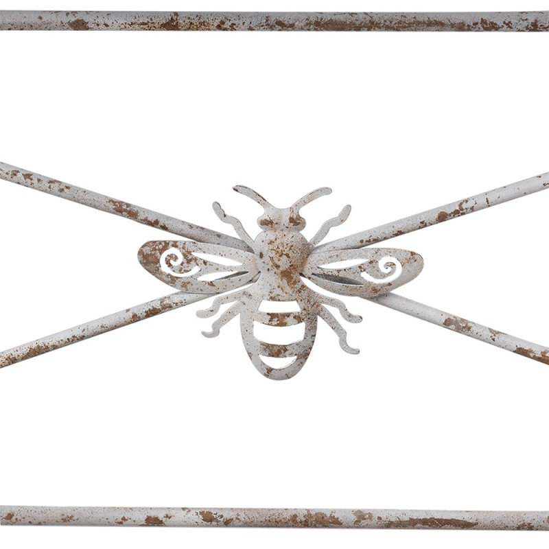 Clayre & Eef Table de jardin 112x50x86 cm Blanc Marron Fer Abeille