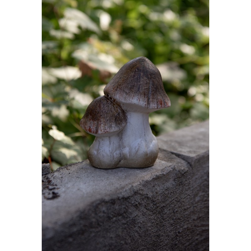 Clayre & Eef Decoration Mushroom 10x7x12 cm Brown White Ceramic