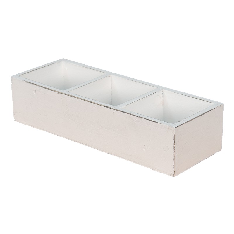 Clayre & Eef Wooden Box 33x12x7 cm White Wood Rectangle