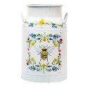 Clayre & Eef Decorative Milk Churn Ø 19x30 cm White Metal Bee and Flowers