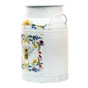 Clayre & Eef Decorative Milk Churn Ø 19x30 cm White Metal Bee and Flowers