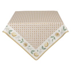 Clayre & Eef Nappe 100x100 cm Beige Jaune Coton Carré Citron