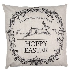 Clayre & Eef Kussenhoes  45x45 cm Beige Zwart Polyester Konijn HOPPY EASTER