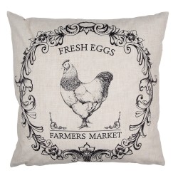 Clayre & Eef Kussenhoes  45x45 cm Beige Zwart Polyester Haan FARMERS MARKET