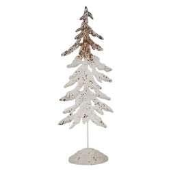 Clayre & Eef Decoratie Beeld Kerstboom 75 cm Wit Bruin Metaal