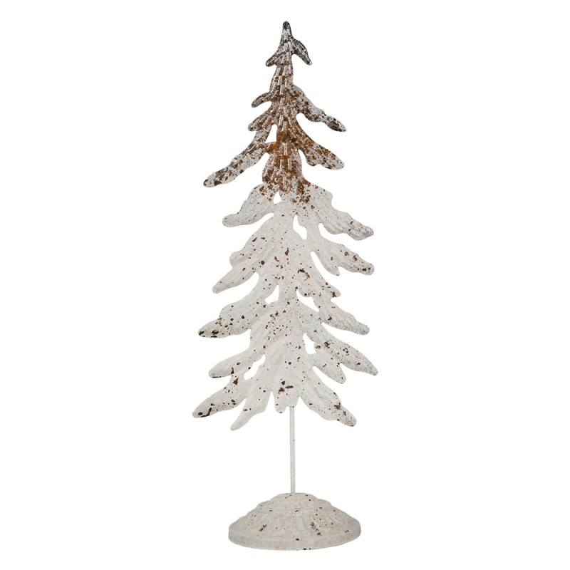 Clayre & Eef Decoratie Beeld Kerstboom 75 cm Wit Bruin Metaal