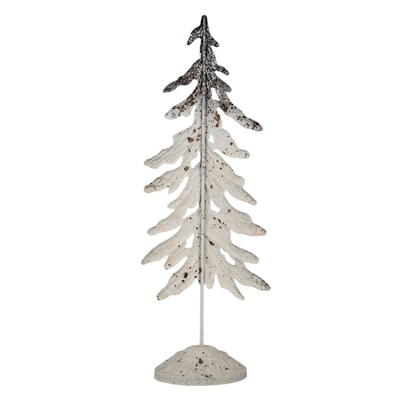 Clayre & Eef Figurine décorative Sapin de Noël 75 cm Blanc Marron Métal