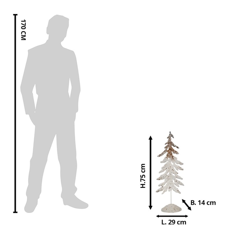 Clayre & Eef Dekorationsfigur Weihnachtsbaum 75 cm Weiß Braun Metall