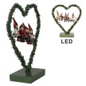 Clayre & Eef Christmas Decoration with LED Lighting Heart 26x9x28 cm Green Metal Heart-Shaped