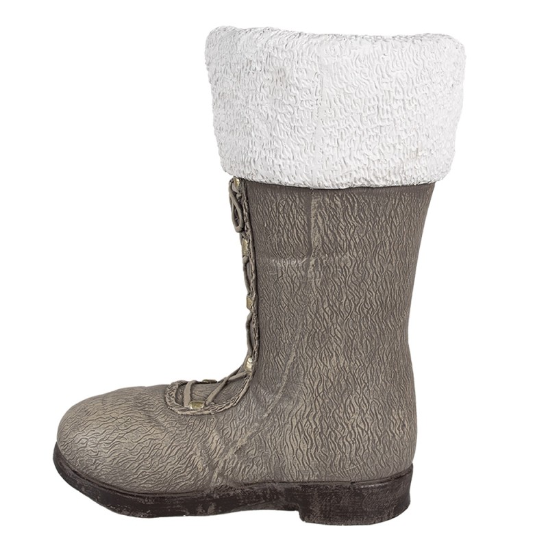 Clayre & Eef Weihnachtsdekorationsfigur Stiefel 37x23x43 cm Grau Keramikmaterial