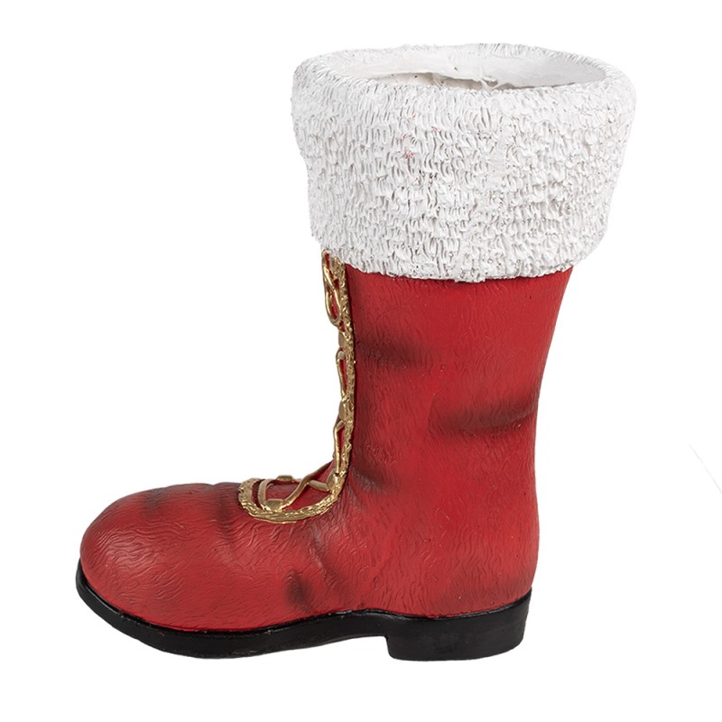 Clayre & Eef Kerstdecoratie Beeld Laars 32x19x36 cm Rood Keramisch materiaal