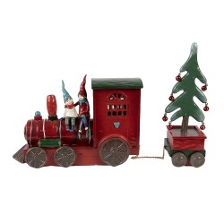 Clayre & Eef Weihnachtsdekoration mit LED-Beleuchtung Zug 30x7x21 cm Rot Kunststoff