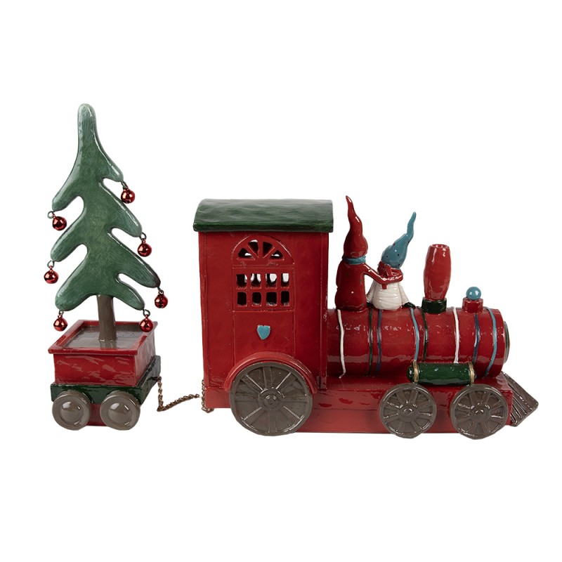 Clayre & Eef Weihnachtsdekoration mit LED-Beleuchtung Zug 30x7x21 cm Rot Kunststoff