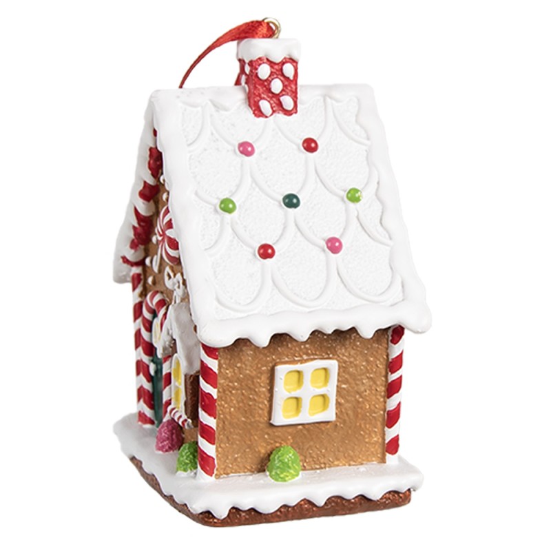 Clayre & Eef Ornement de Noël Maison en pain d'épices 7x5x9 cm Marron Plastique