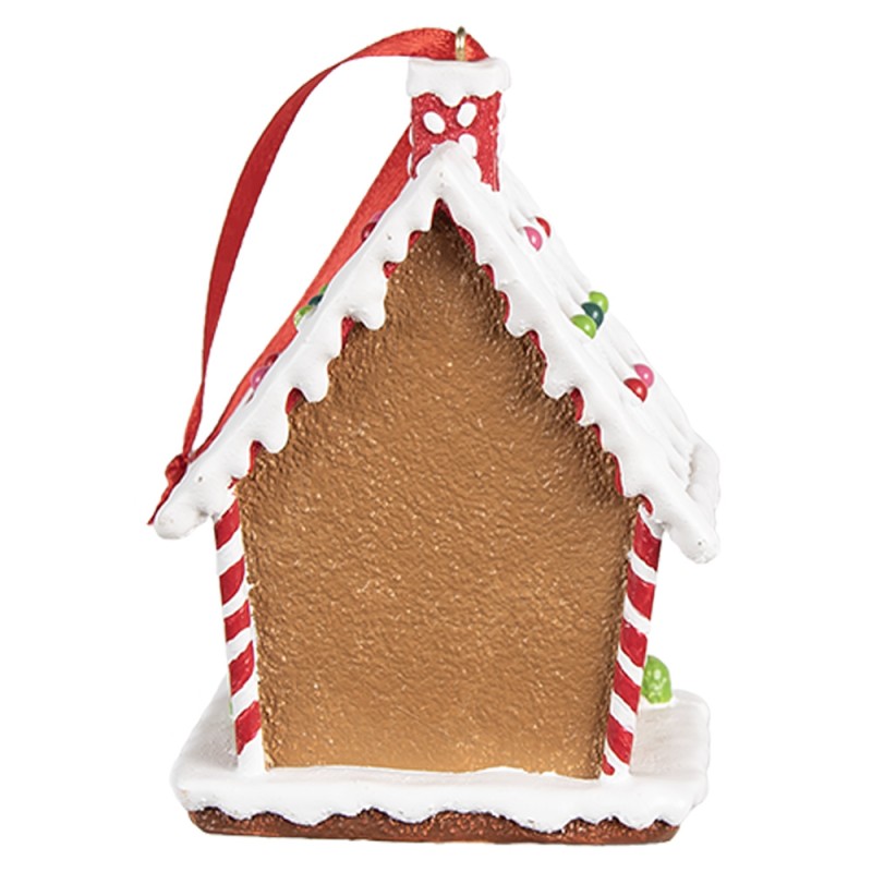 Clayre & Eef Weihnachtsanhänger Lebkuchenhaus 7x5x9 cm Braun Kunststoff