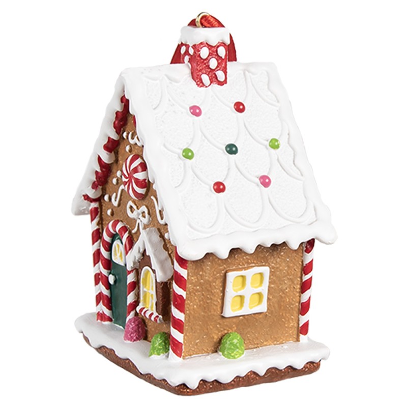 Clayre & Eef Ornement de Noël Maison en pain d'épices 7x5x9 cm Marron Plastique