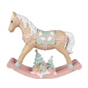 Clayre & Eef Christmas Decoration Figurine Rocking Horse 41x10x37 cm Beige Pink Plastic