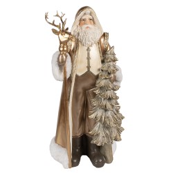 Clayre & Eef Weihnachtsdekorationsfigur Weihnachtsmann 50 cm Goldfarbig Kunststoff