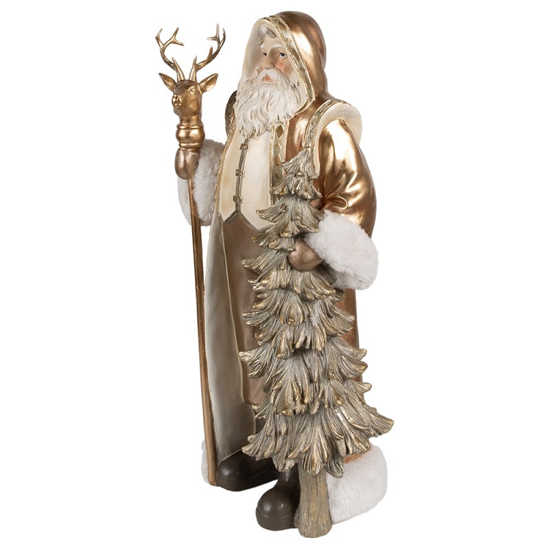 Clayre & Eef Weihnachtsdekorationsfigur Weihnachtsmann 50 cm Goldfarbig Kunststoff