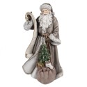 Clayre & Eef Weihnachtsdekorationsfigur Weihnachtsmann 22x18x40 cm Grau Kunststoff