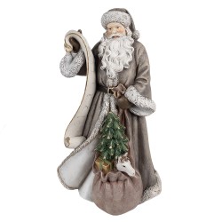 Clayre & Eef Statuetta decorativa di Natale Babbo Natale  22x18x40 cm Grigio Plastica