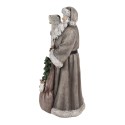 Clayre & Eef Weihnachtsdekorationsfigur Weihnachtsmann 22x18x40 cm Grau Kunststoff